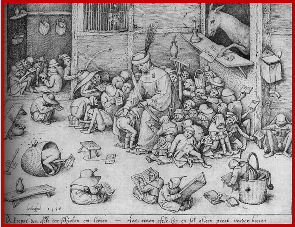 Fig. 8. Pieter Brueghel, L’asino a scuola (incisione del XVI secolo)